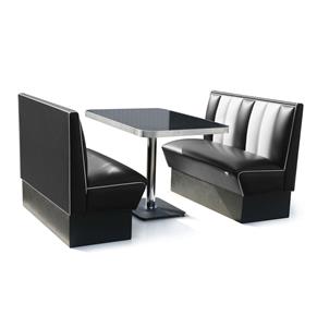 Fiftiesstore 2 x Classic Dinerbooth Zwart + Tafel
