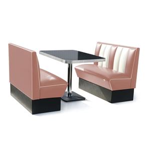 Fiftiesstore 2 x Classic Dinerbooth Dusty Rose + Tafel