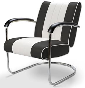 Fiftiesstore Retro Bel Air Lounge Stoel Pullman LC-01 Zwart/Wit
