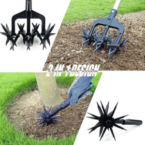 Refreshing Home Roterende Cultivator Gereedschap Handbediende Tuincultivator met Tanden Draagbare Losmaakaarde Veelzijdige Tuincultivator Roterende Helmstok zwart