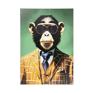 Xenos Poster met lijst aap - groen/bruin - 70x50 cm