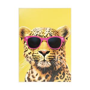 Xenos Poster met lijst luipaard - geel/rood - 70x50 cm