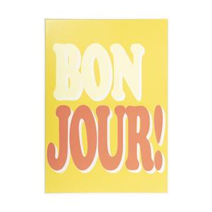 Xenos Poster met lijst bonjour - geel/rood - 70x50 cm