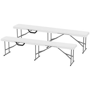 Outsunny Campingbank, Kunststof Outdoor Bank, Belastbaar tot 240 kg, Wit
