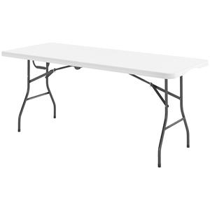 Outsunny Opvouwbare Klaptafel voor Camping, Metaal & Kunststof, Witte Picknicktafel