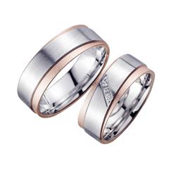 Unique Trouwringen Rood En Witgoud Met Diamanten Breedte 7 mm