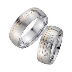 Unique Trouwringen Geel En Witgoud Met Diamanten Breedte 7 mm