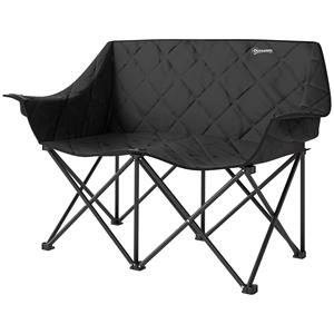 Outsunny Opvouwbare Dubbele Campingstoel met Draagtas - Buiten tot 250kg - 145 x 60 x 92 cm Zwart