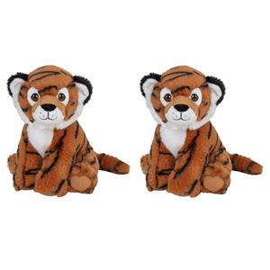 Nature Planet Set van 2x stuks pluche knuffel bruine tijgers van 19 cm -