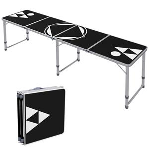 Outsunny Campingtafel, praktisch en inklapbaar, lichtgewicht, hoogte verstelbaar, duurzaam aluminium frame, 240 x 60 x 54/62/70 cm, zwart | Aosom.nl