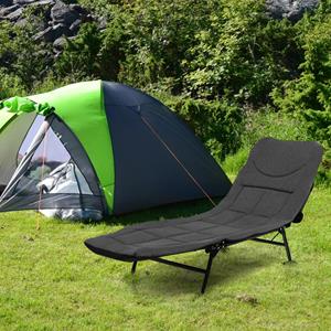Costway Opklapbaar Campingbed met Afneembaar Matras 6-Voudig Verstelbare Rugleuning en 360° Draaibare Voetafdekking Loungestoel
