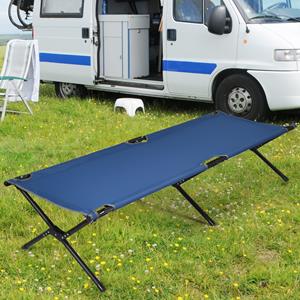 Costway Veldbed Campingbed Metalen Frame Opvouwbaar Militair Klapbed Eenpersoonsbed Ligbed voor Kamperen Reizen (Blauw)