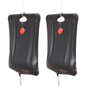 Set van 2x stuks mobiele pvc camping solar douches 20 liter -
