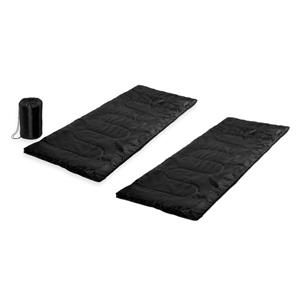 Merkloos Set van 2x stuks zwarte kampeer 1 persoons slaapzakken dekenmodel 75 x 185 cm -