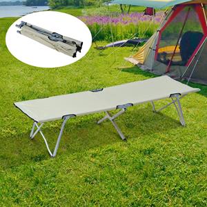 campingbed, opklapbaar veldbed, lichtgewicht en draagbaar, inclusief tas, 193 x 64 x 40 cm, beige | Aosom.nl