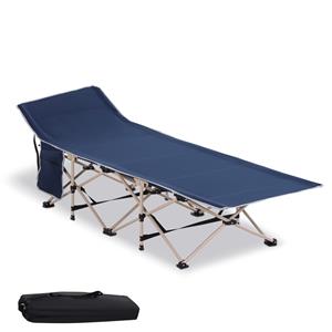 veldbed, opvouwbaar campingbed, verhoogd ontwerp, stevig staal, ideaal voor buiten, met draagtas, 190 x 68 x 40 cm, blauw | Aosom.nl