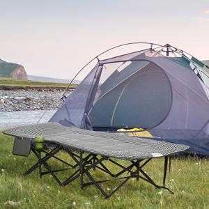Outsunny campingbed, lichtgewicht en opvouwbaar, met tas en bekerhouder, ideaal voor buiten, 190 x 65 x 45 cm, zwart | Aosom.nl