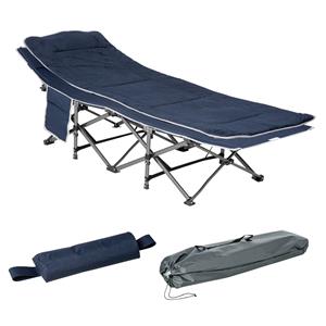 Outsunny Opvouwbaar Campingbed met Kussen, Donkerblauw, 188 x 64,5 x 53 cm