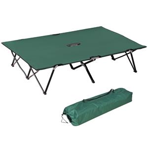 Outsunny Campingbed, opvouwbaar voor 2 personen, lichtgewicht met draagtas, stevig staal, Oxford, 193 x 125 x 40 cm, groen, zwart | Aosom.nl