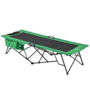 inklapbaar campingbed, eenpersoons met zijvak, stevig oxford materiaal, ideaal voor buiten, groen en zwart | Aosom.nl