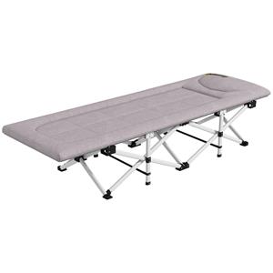 Outsunny veldbed, opvouwbaar, comfortabel campingbed, tot 200 kg, roestvrijstalen frame, 200 x 65 x 42 cm, grijs | Aosom.nl