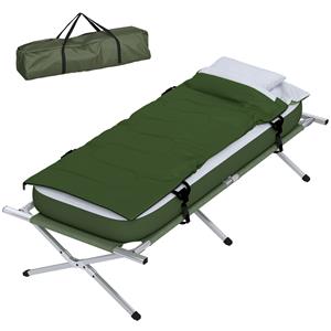 campingbed, lichtgewicht 5-delige set, eenvoudig op te zetten, inclusief draagtas, 193 x 86 x 43/63 cm, groen | Aosom.nl