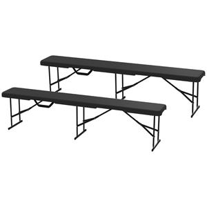 Outsunny Campingbank, Kunststof Buitenbank, Draagvermogen 240 kg, Zwart