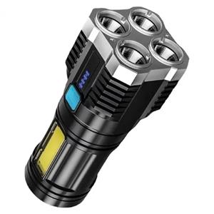 Stuff Certified High Power LED Zaklamp - USB Oplaadbaar Sterk Licht Kamperen - Zwart