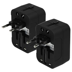 Benson Reisstekker - 2x - Universeel - 2 USB poorten - Internationaal - wereldstekker / reisadapter -