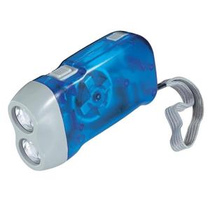 Merkloos Zaklamp knijpkat/dynamo - dubbele LED - Blauw - Batterij loos verlichten -