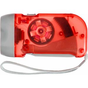 Merkloos Zaklamp knijpkat/dynamo - dubbele LED - Rood - Batterij loos verlichten -