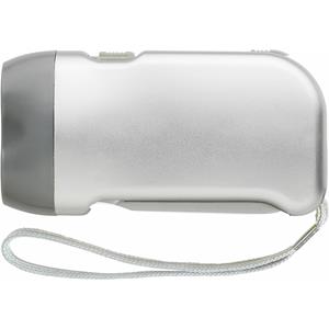 Merkloos Zaklamp knijpkat/dynamo - dubbele LED - Zilver - Batterij loos verlichten -