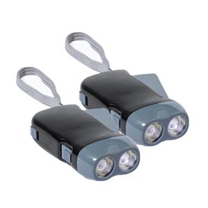 Merkloos Survival zaklamp - 2x - knijpkat - oplaadbaar - zwart - preppen -