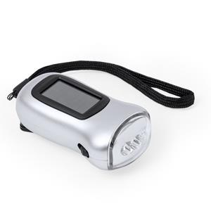 Merkloos Survival zaklamp - zonne-energie en dynamo - oplaadbaar - zilver - preppen -