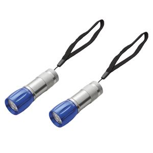 Merkloos Survival zaklamp LED - 2x - blauw - compact - preppen/outdoor/kamperen -