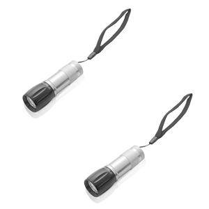 Merkloos Survival zaklamp LED - 2x - zwart - compact - preppen/outdoor/kamperen -