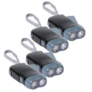 Merkloos Survival zaklamp - 4x - knijpkat - oplaadbaar - zwart - preppen -