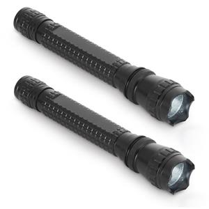 Merkloos 2x Zwarte zaklampen aluminium LED lamp 16 cm -