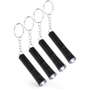 Merkloos Sleutelhanger met zaklamp - 8x - zwart - Uitdeel speelgoed cadeautjes - mini zaklampen -