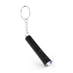 Merkloos 30x stuks Sleutelhangers met zaklamp zwart -