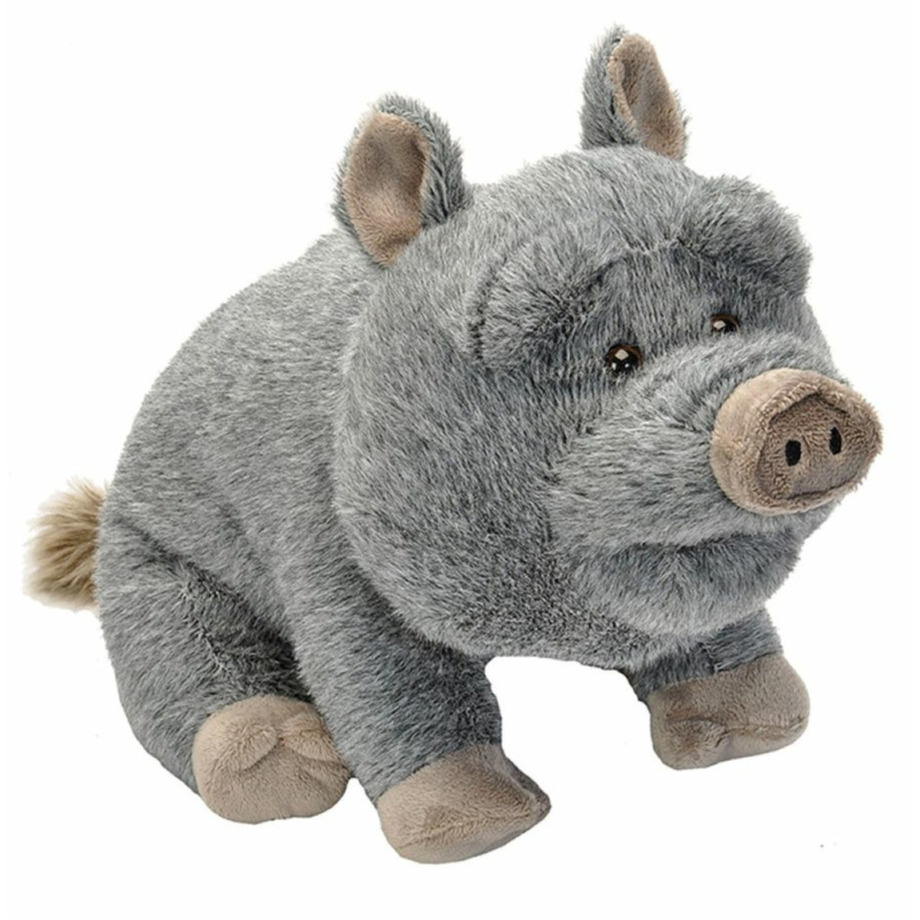 hangbuikzwijn knuffel - pluche - grijs - 30 cm - knuffeldieren - varken -