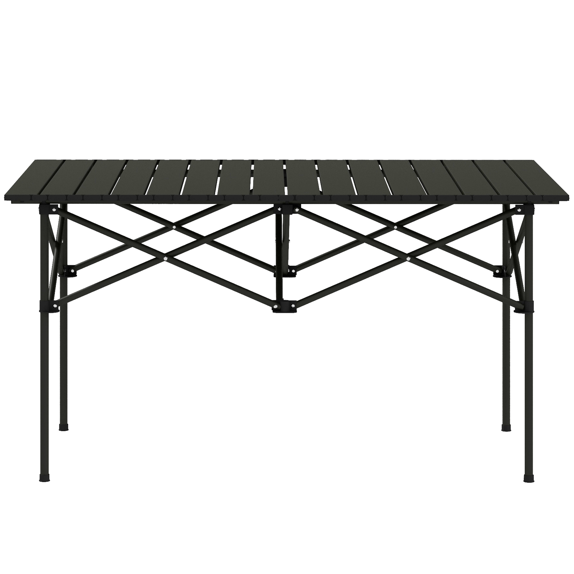 Outsunny Campingtafel Inklapbare Tafel met Oprolbaar Tafelblad Tuin Tafel van Aluminium voor 2 Personen 95 x 55 cm Zwart