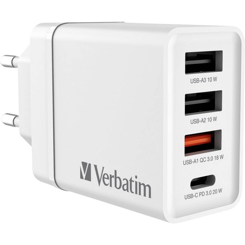 Verbatim CHR-30EU2 GSM-lader USB-A, USB-C 30 W Wit