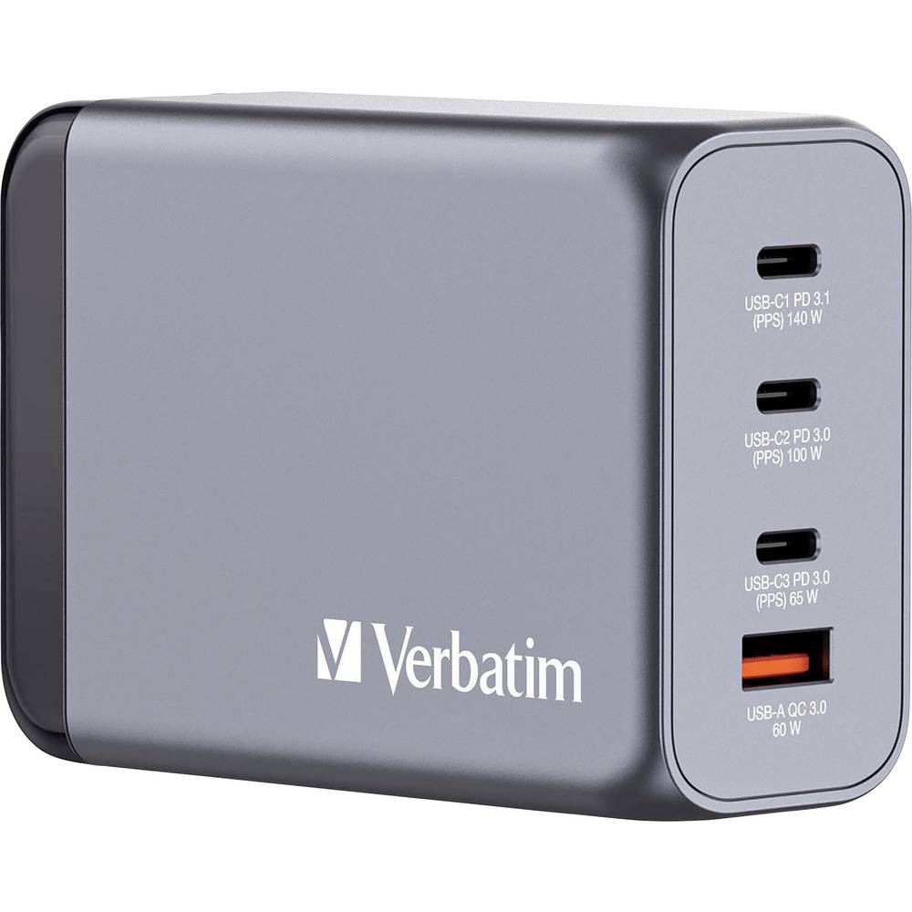 Verbatim GNC-240 GaN GSM-lader USB-C, USB-A 240 W GaN Grijs