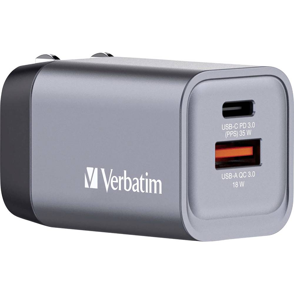 Verbatim GNC-35 GaN GSM-lader USB-A, USB-C 35 W GaN Grijs