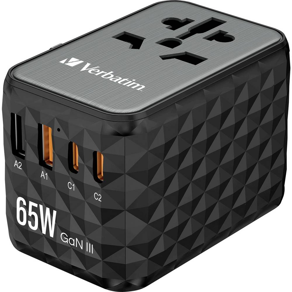 Verbatim UTA-05 GaN III GSM-lader USB-A, USB-C 65 W GaN Zwart, Grijs