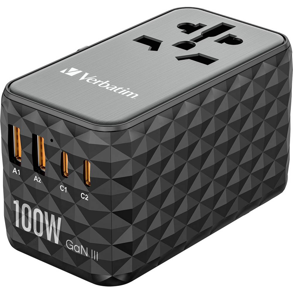 Verbatim UTA-06 GaN III GSM-lader USB-A, USB-C 100 W GaN Zwart, Grijs