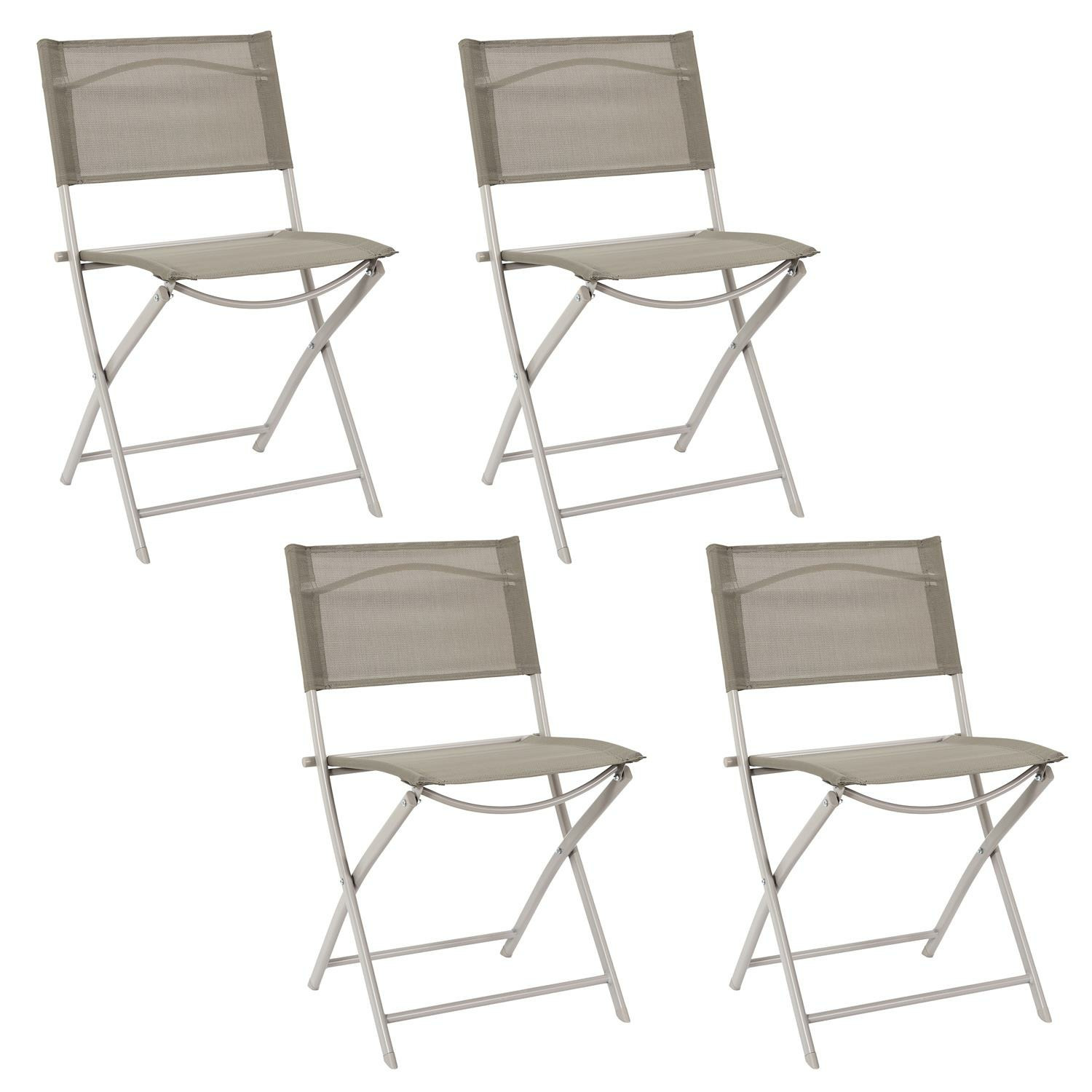 Home Deco Factory camping buiten klapstoel - 4x - aluminium - beige - L46 x B50 x H80 cm -