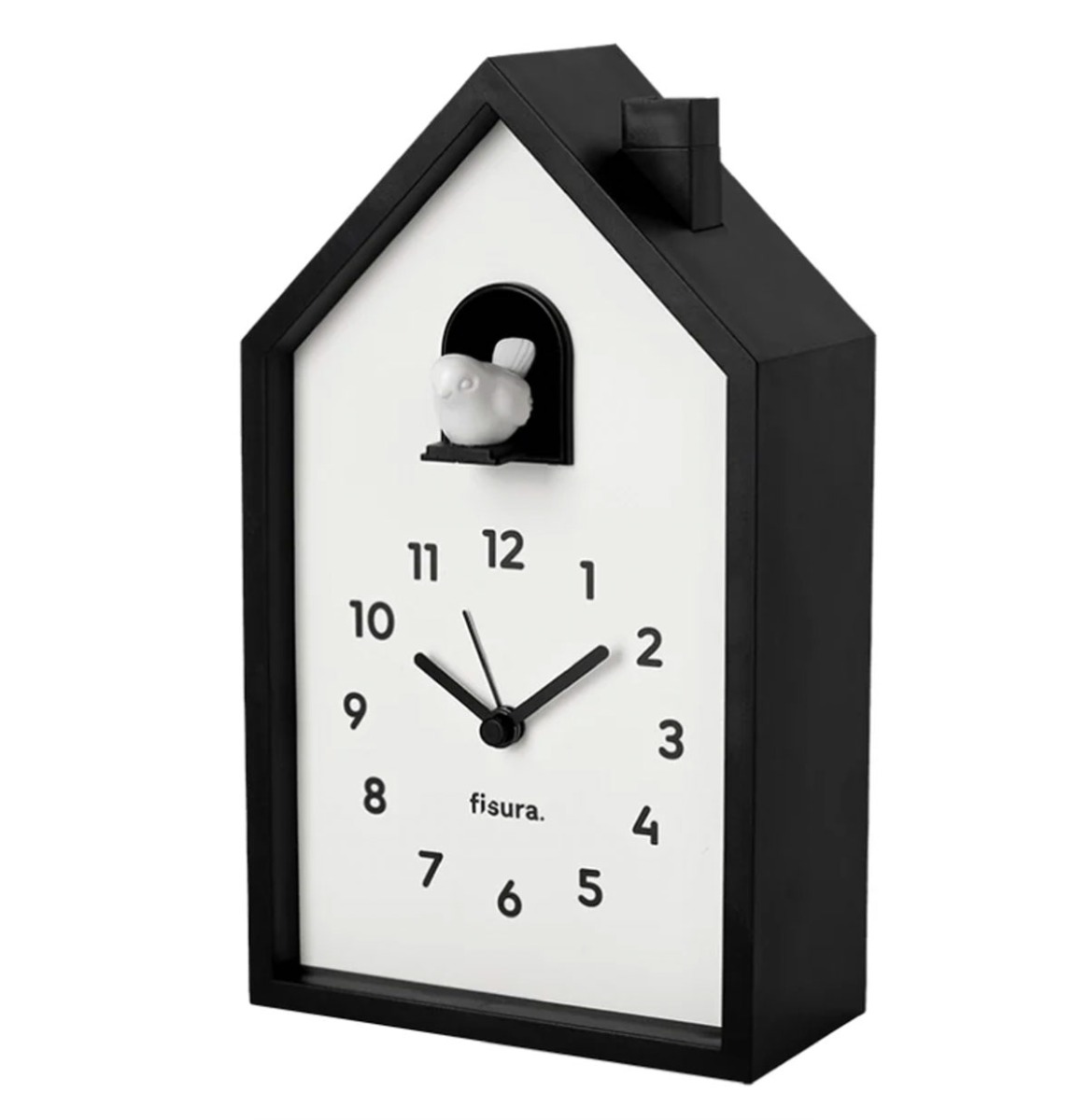 Fiftiesstore Fisura Huisje Koekoek Alarm Klok - Zwart En Wit