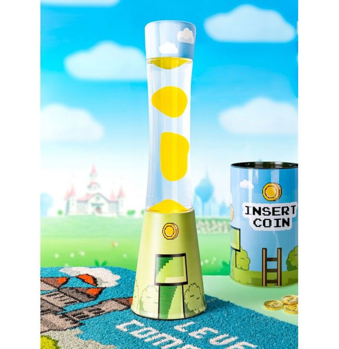 Fiftiesstore Fisura Lava Lamp Tower - Gamer Basis Met Transparante Vloeistof En Gele Lava
